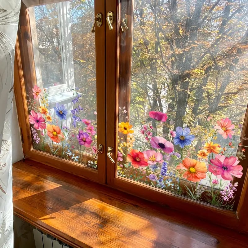 BowLift | 💐 Colorful Floral Bouquet Window Sticker 🖼️ (Removable without leaving marks)
