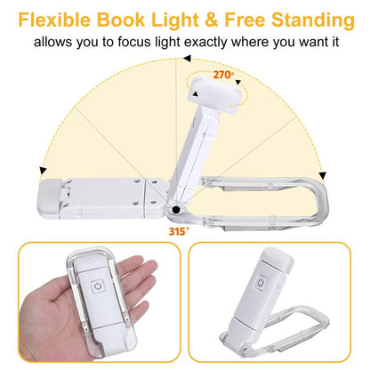 LED USB rechargeable book reading lamp, adjustable brightness, eye protection