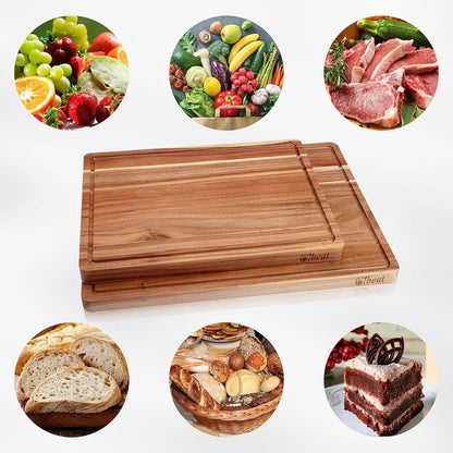 Acacia Wooden Cutting Board Thick Chopping Board With Side Handle | Bowlift