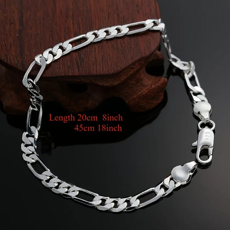 925 Silver Figaro Cuban Chain Bowlift