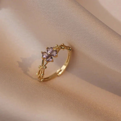 BowLift | Adjustable Amethyst Violet Floral Ring
