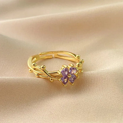 BowLift | Adjustable Amethyst Violet Floral Ring