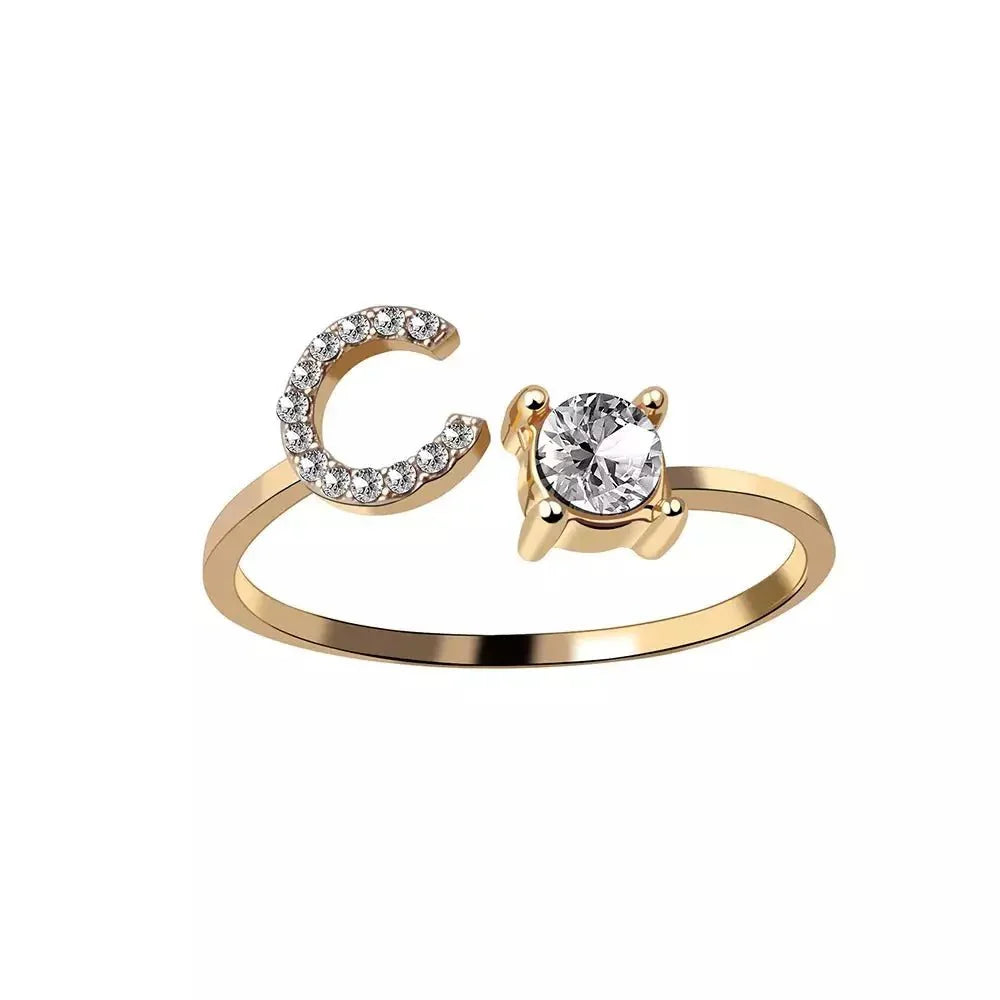 BowLift | Adjustable Dainty Diamond Letter Initial Ring