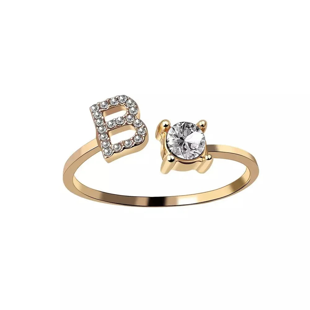 BowLift | Adjustable Dainty Diamond Letter Initial Ring