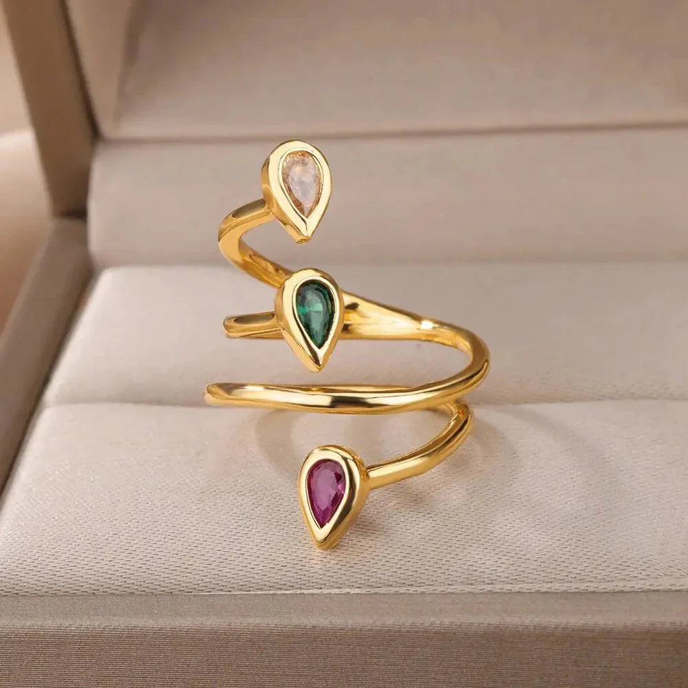 Skanto | Adjustable Multi-Color Water Drop Rings
