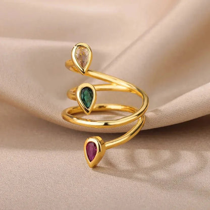 Skanto | Adjustable Multi-Color Water Drop Rings
