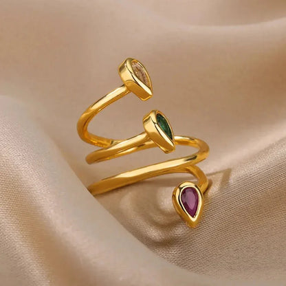 Skanto | Adjustable Multi-Color Water Drop Rings
