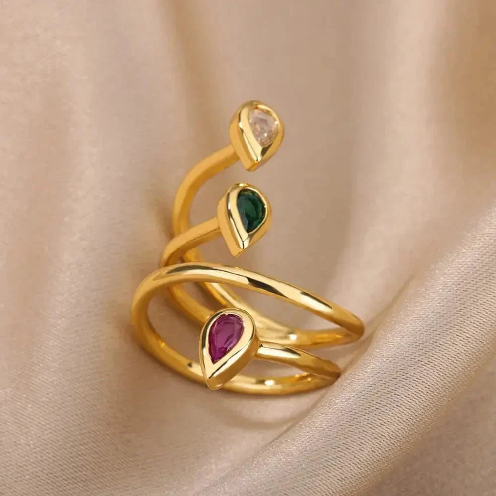 Skanto | Adjustable Multi-Color Water Drop Rings