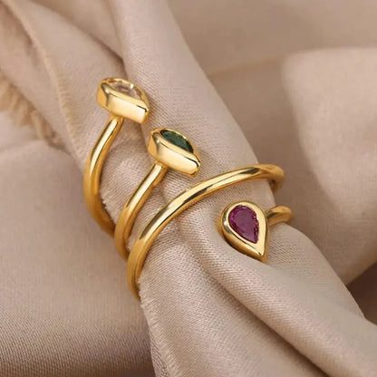 Skanto | Adjustable Multi-Color Water Drop Rings