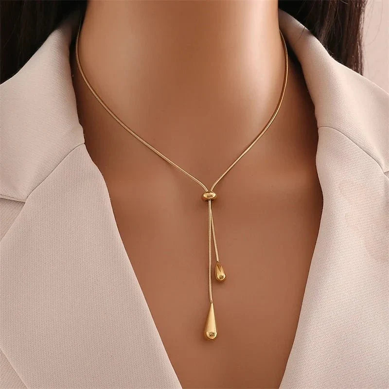 BowLift | Adjustable Pull Droplet Lariat Necklace and Earrings
