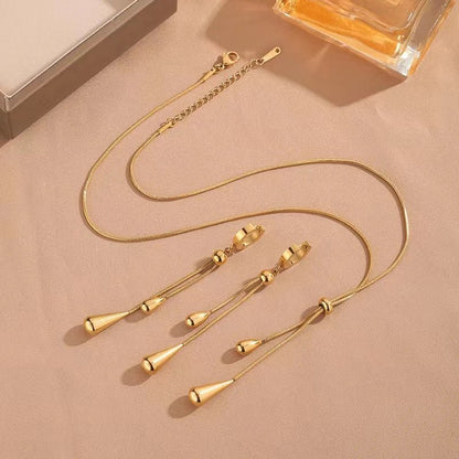 BowLift | Adjustable Pull Droplet Lariat Necklace and Earrings