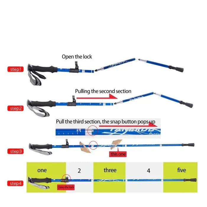 Adjustable trekking poles - Foldable telescopic pole