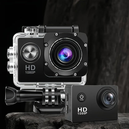 Action camera with HD video and wide-angle lens