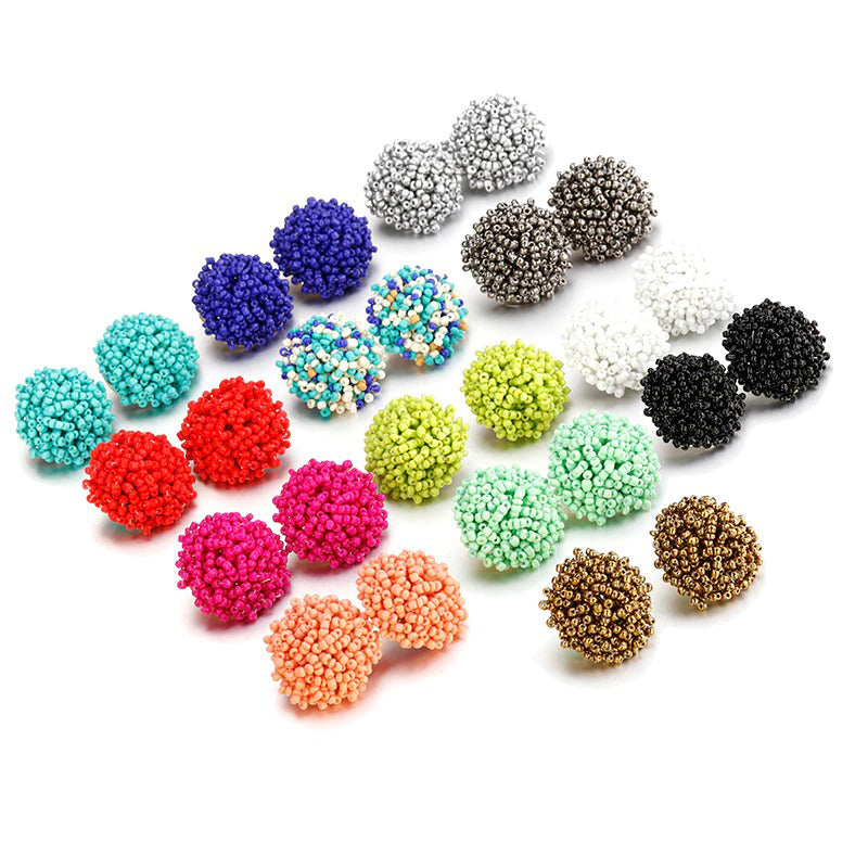 Skanto | Handmade Multicolor Pearl Pompom Stud Earrings