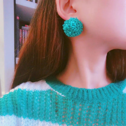 Skanto | Handmade Multicolor Pearl Pompom Stud Earrings