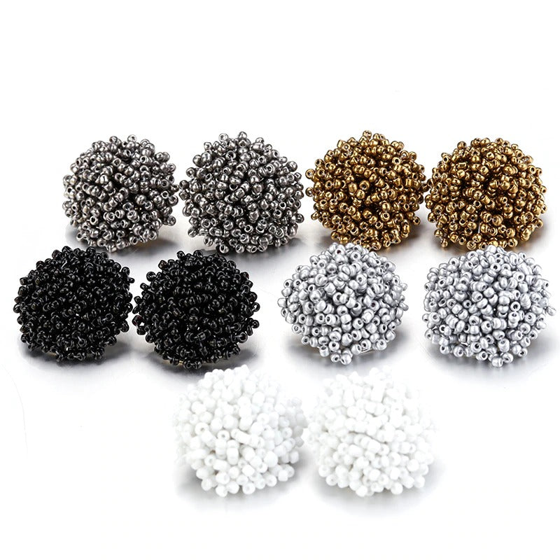 Skanto | Handmade Multicolor Pearl Pompom Stud Earrings