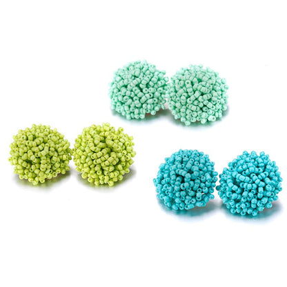 Skanto | Handmade Multicolor Pearl Pompom Stud Earrings