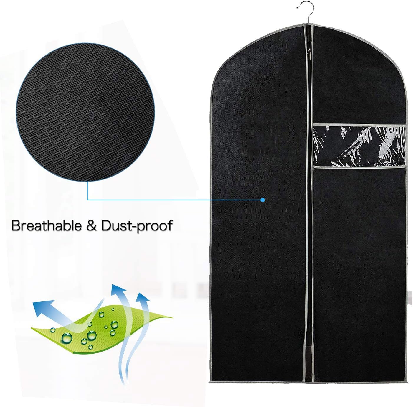 Brehn | Breathable Garment Protection Set – 5-pack Garment Covers with Window (1+1 FREE)