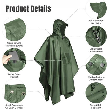 Skanto | All-Terrain Trek Poncho | Waterproof, Packable & Lightweight for Outdoor Adventures & Emergencies