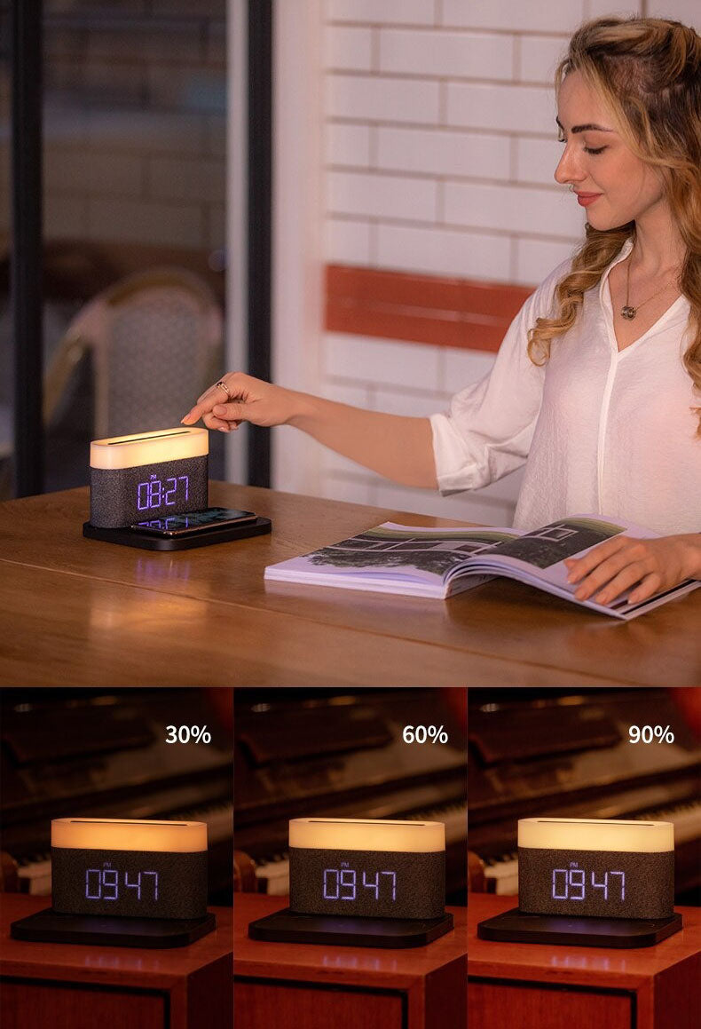 Skanto | 3-in-1 Wireless Charger, LED Lamp & Digital Alarm Clock | Fast Charging Dock