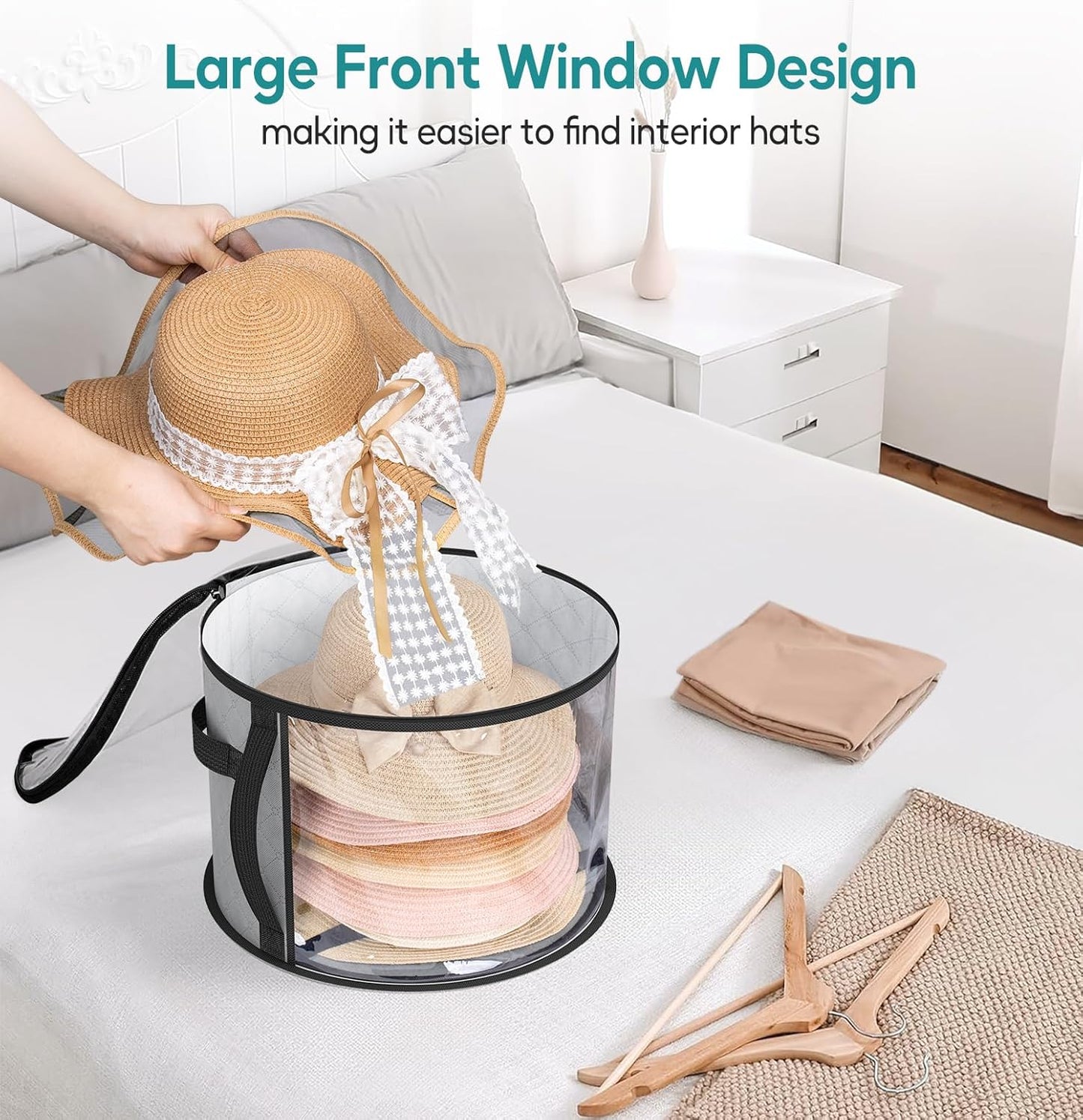 Large Clear Hat Storage Case – Wide-Brim Hat Organiser with Handles | Kalsten