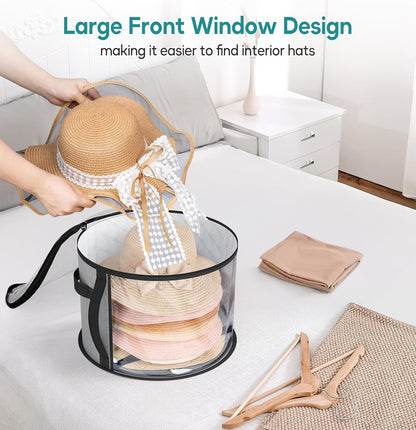 Large Clear Hat Storage Case – Wide-Brim Hat Organiser with Handles | Kalsten