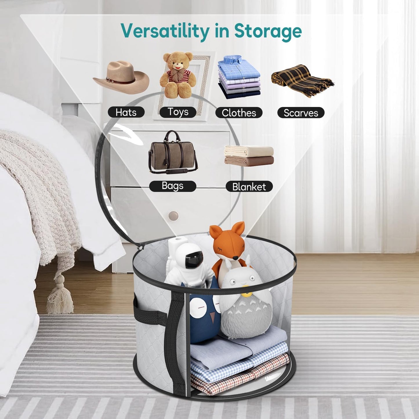 Large Clear Hat Storage Case – Wide-Brim Hat Organiser with Handles | Bowlift