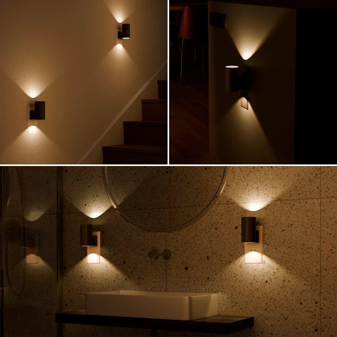 Skanto | Dimmbar plug-in nattlampe med bevegelsessensor - LED-lampe for soverom, ganger og trapper