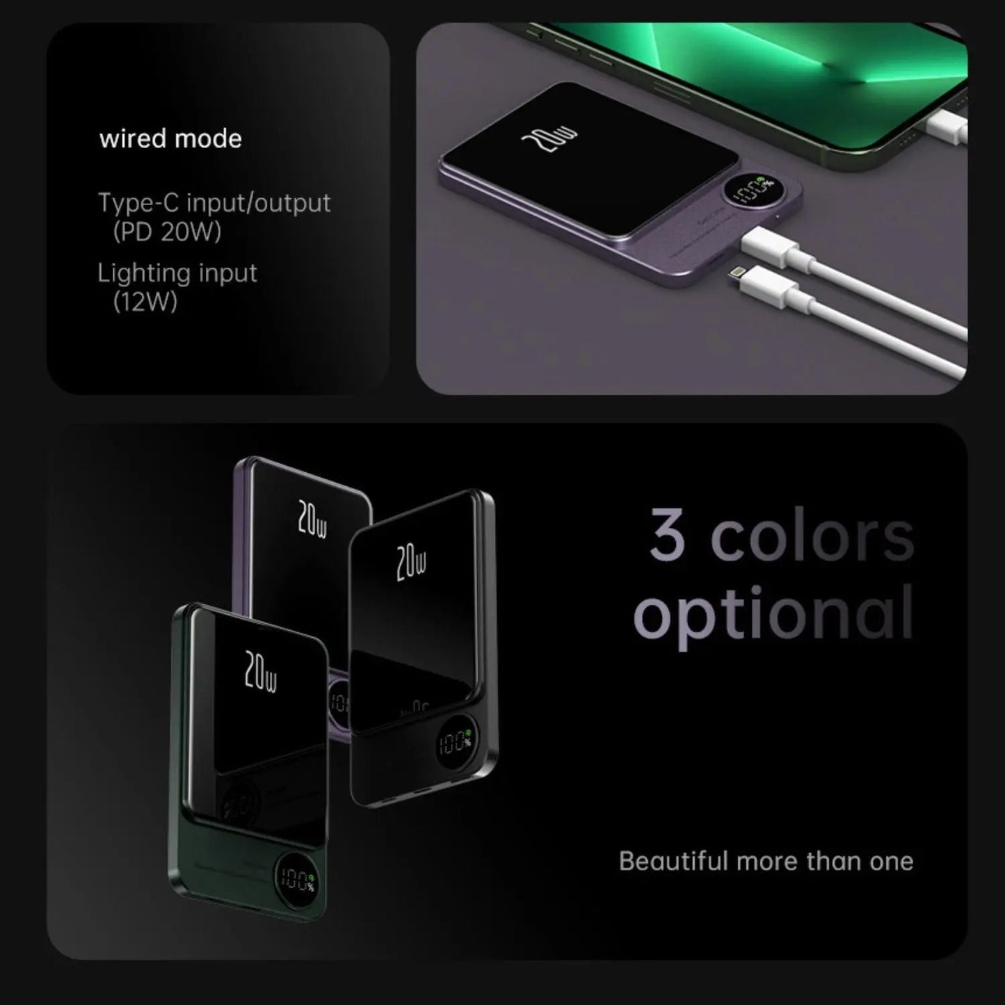 Skanto | Slim Magnetic Fast Charger Power Bank – Wireless, High-Capacity Backup Battery for All Devices