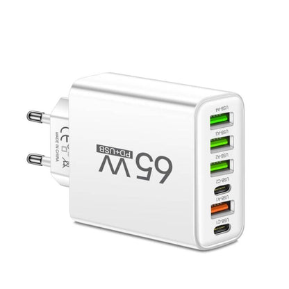 Brehn | PowerMax 65W 6-in-1 Fast Charger – Charge up to 6 devices simultaneously – Ideal for Home, Office, and Travel