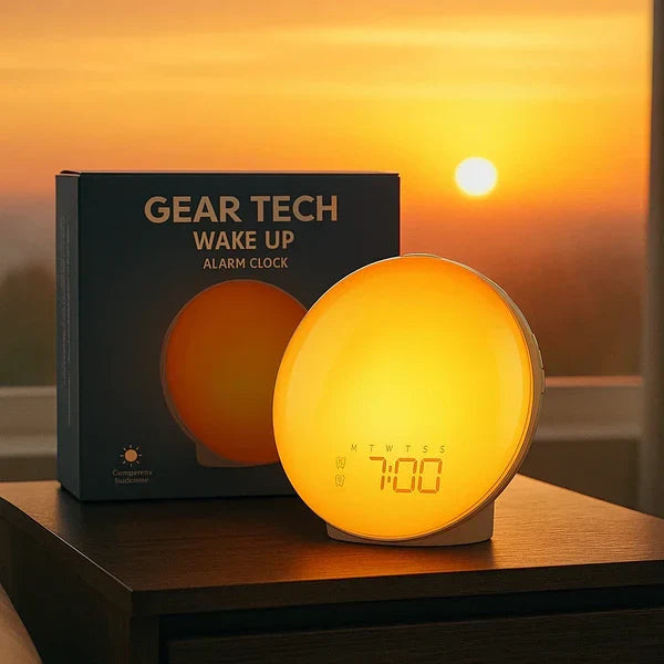 Skanto | Wake-Up Sun Lamp Alarm Clock | Gradual Sunrise Glow & Customizable Sounds for Gentle Mornings
