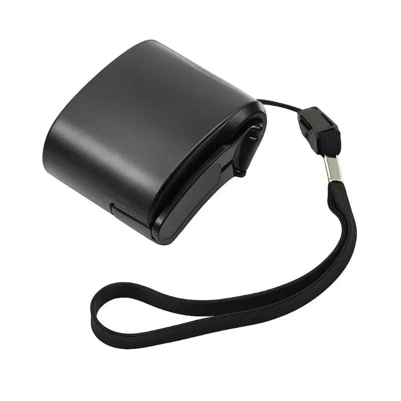 Portable emergency charger with hand crank, USB port and LED display