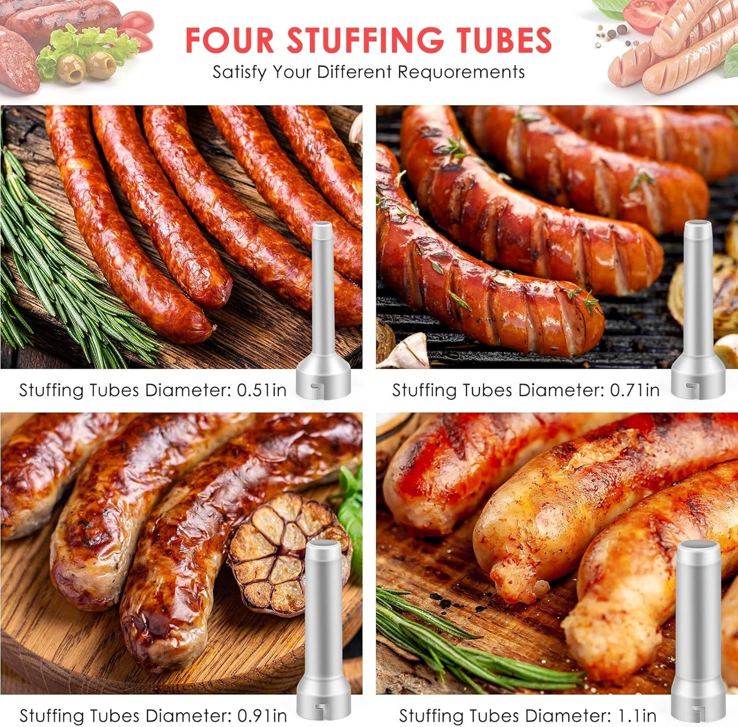 Skanto | Sausage Fillers with 4 Different Sized Filling Pipes