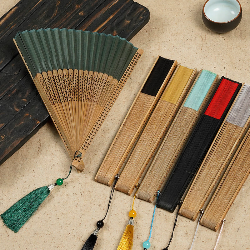 Bamboo satin hand fan