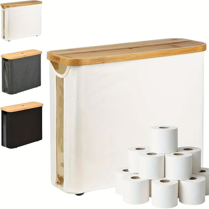 Skanto | Toilet Paper Holder with Lid Storage Basket for 12 Rolls