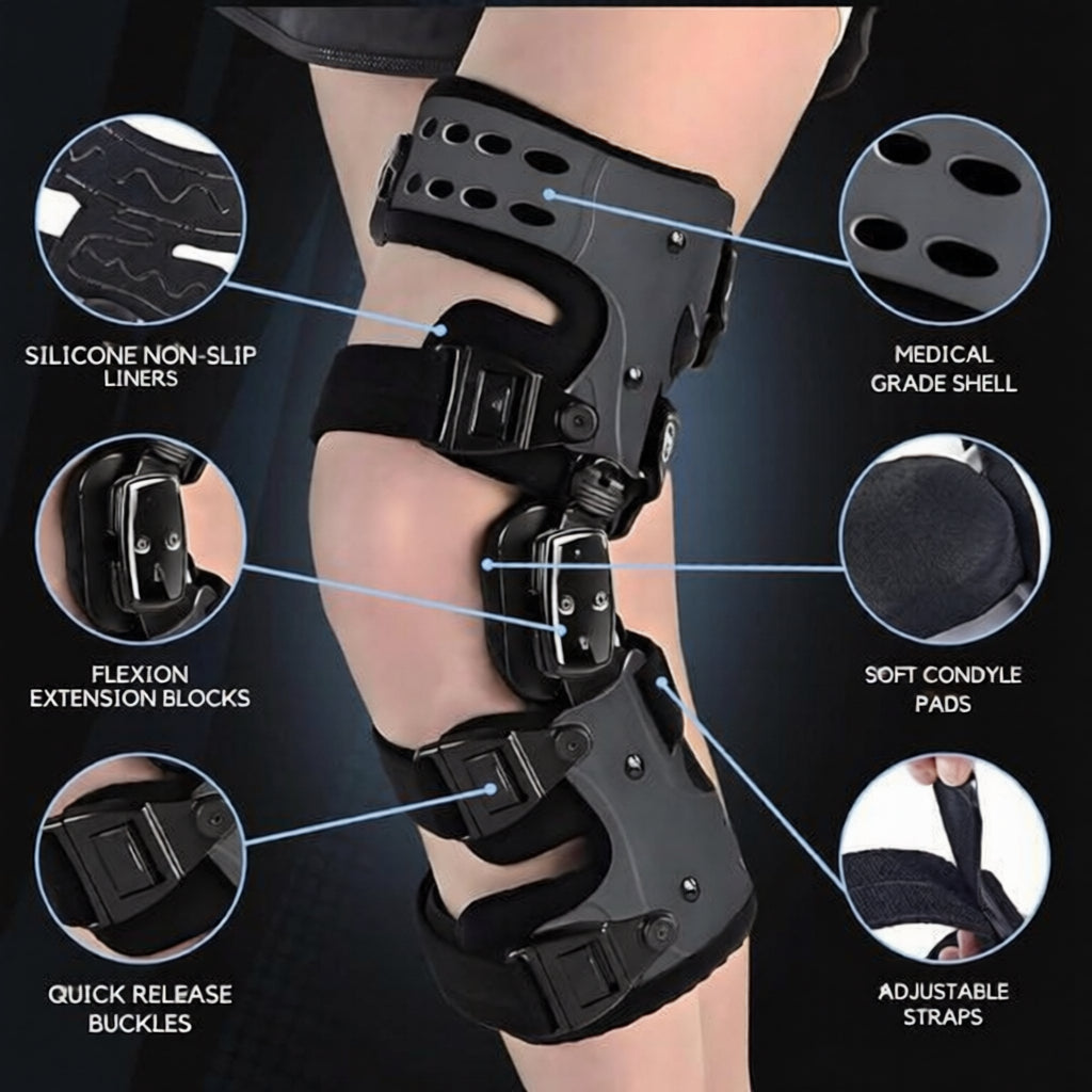 BowLift | Osteoarthritis Unloader Knee Brace | Medial & Lateral Support for Bone-on-Bone Arthritis Relief, Adjustable Size for Enhanced Comfort