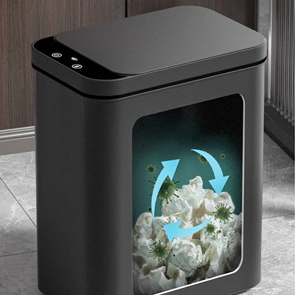 Skanto | Set of 2 Smart Sensor Trash Cans - Touchless and Compact (Black)