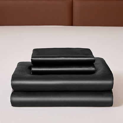 Skanto | 3-Piece Satin Fitted Sheet Set – Includes 1 Fitted Sheet and 2 Pillowcases (No Inserts) – Soft, Comfortable, and Breathable Bedding, Solid Color Mattress Topper for Bedroom and Guest Room