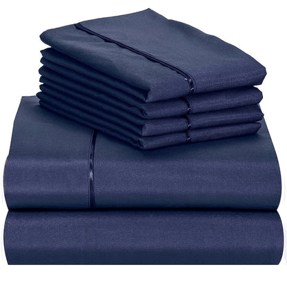 Skanto | 4/6 Pc Luxury Plush Fitted Sheet Set – Soft, Breathable, Color & Fade Resistant Bedding – Deep Pocket Flat Sheet, Fitted Sheet & 2/4 Pillowcases for Bedroom & Hotel Use