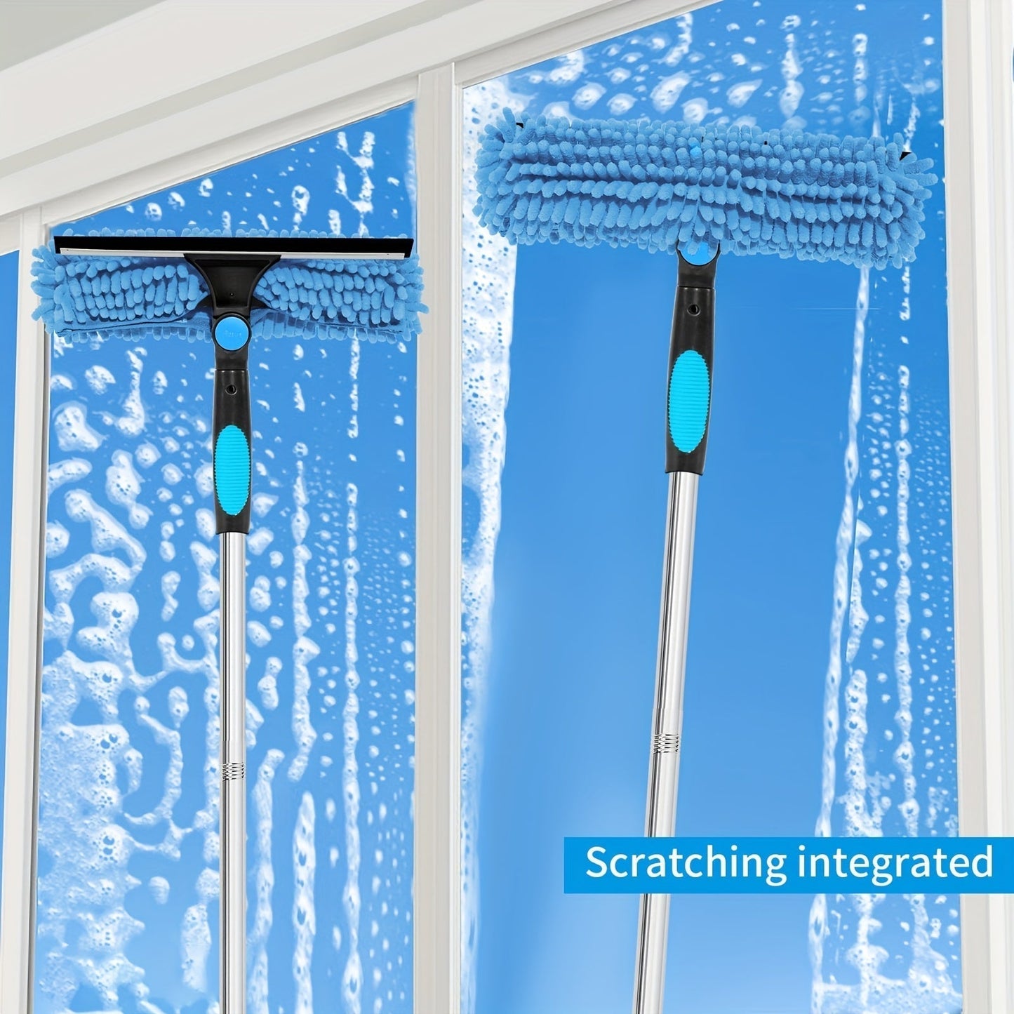 Skanto | Crystal Clear Window Cleaner – Professional 2-in-1 Telescopic Window and Glass Cleaning System
