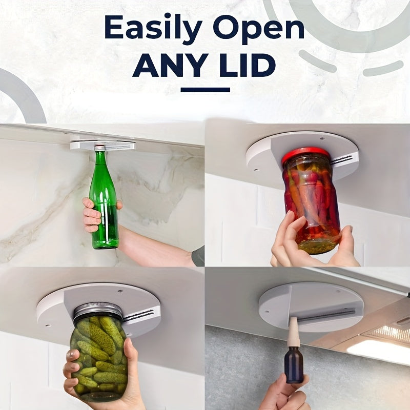 Skanto | Senior-Friendly Jar Opener - Arthritis-Friendly Under Cabinet Bottle and Can Opener, Easy-Grip Design