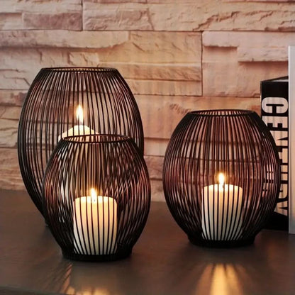 BowLift | Set of 3 Vintage Black Metal Lantern Candelabras
