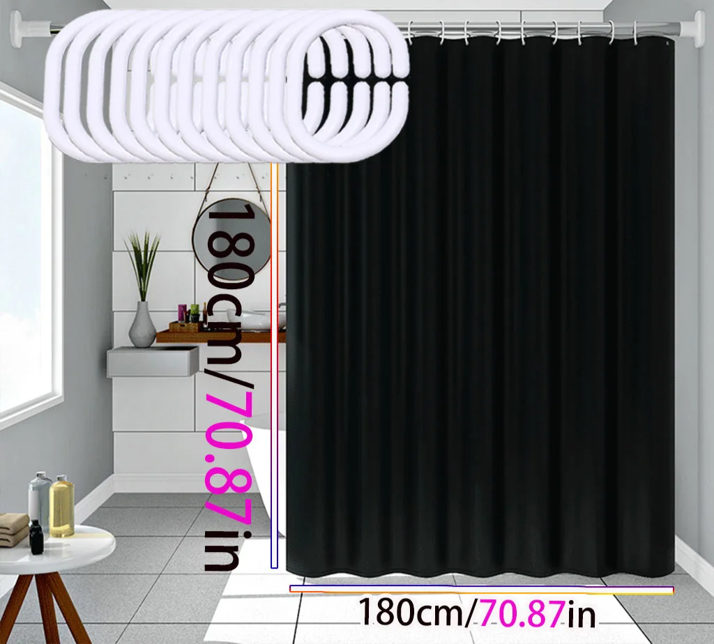 AquaShield Black Shower Curtain – Waterproof, stylish and and environmentally friendly – Pure black design Karnz