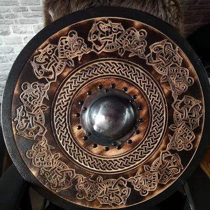 Skanto | Eivor Valhalla Raven Battle Damaged Viking Wood Shield 30CM