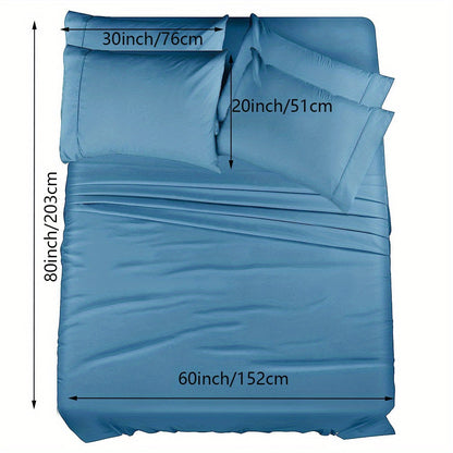 Skanto | 4/6 Pc Luxury Plush Fitted Sheet Set – Soft, Breathable, Color & Fade Resistant Bedding – Deep Pocket Flat Sheet, Fitted Sheet & 2/4 Pillowcases for Bedroom & Hotel Use