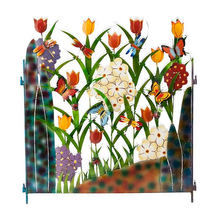 Colorful Metal Butterfly and Flowers Garden Privacy Screen | Brehn