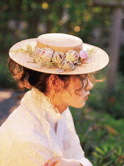 Kalsten | Handmade French Hat, Retro And Elegant Hollow Flower Forest Style Flat Hat