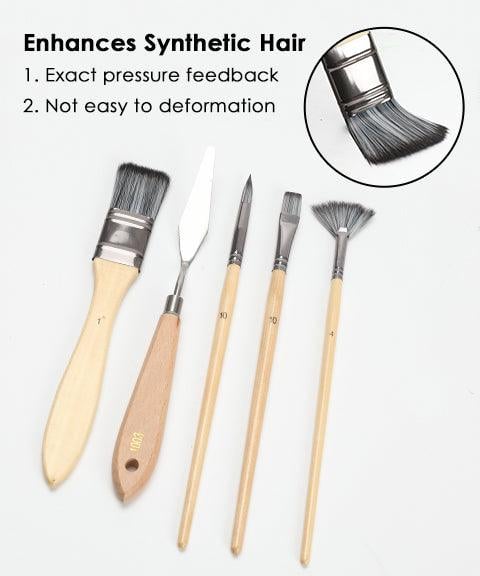 Skanto | Artist Brush Set | 24 Nylon Brushes with 7 Shapes & Palette Knife | Acrylic, Oil & Watercolor