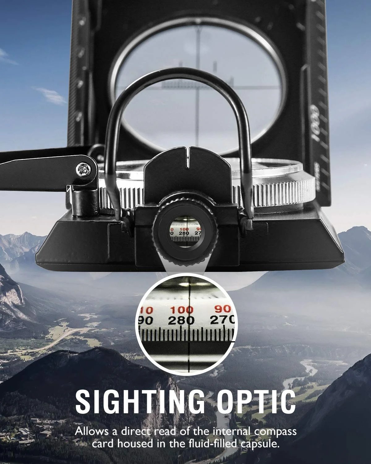 BowLift | Military Compass | Waterproof Aluminum Alloy | Clinometer & Sighting Lens | Survival, Camping & Hiking