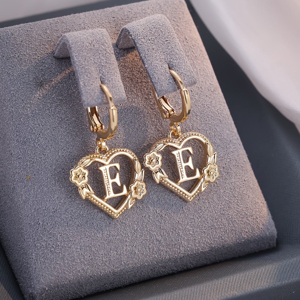 BowLift | Dainty Initial Letter Heart Hoop Earrings